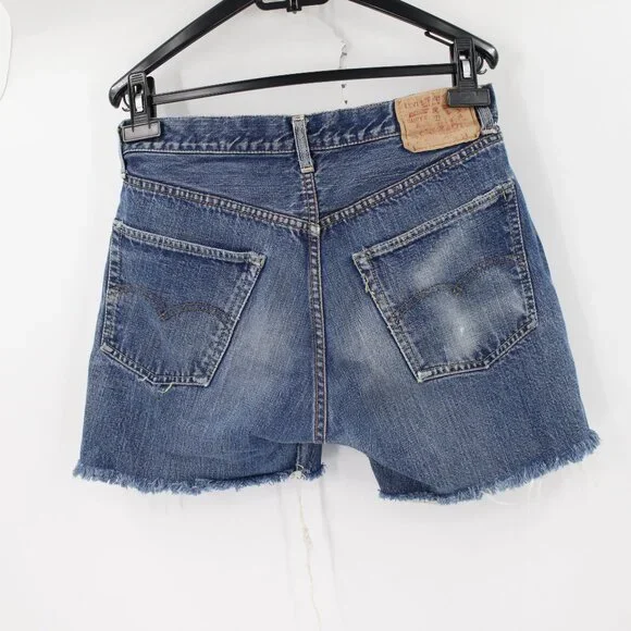 Vintage 60s Levis 501 Shorts Unisex 28 4 Selvedge Big E Button Fly Cut Off